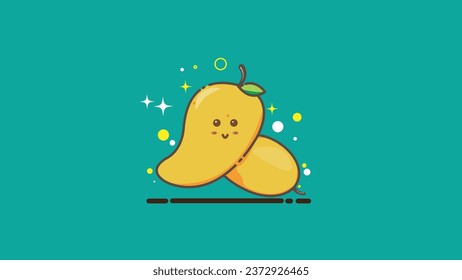 cute mango icon vector design, mango cartoon, cute mango character