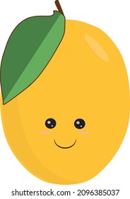 cute mango isolated exotic fruit funny vector illustration on white