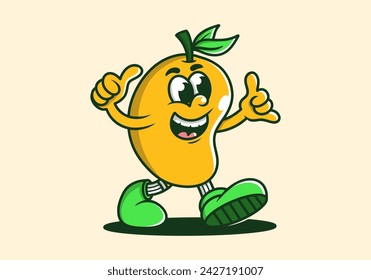 Cute mango mascot character cartoon in yellow color illustration design. Isolated background