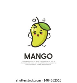 Cute Mango Mascot Logo Design Vector
