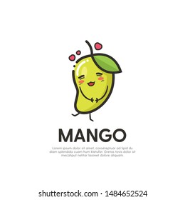 Cute Mango Mascot Logo Design Vector