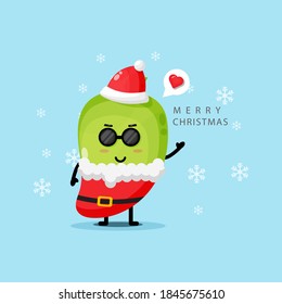 Cute Mango Mascot Wearing A Santa Claus Costume