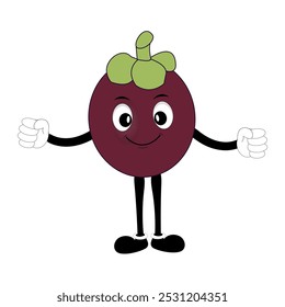 Cute Mangosteen Fruit Character Illustration mascot or icon cartoon style for advertising product. Eps 10