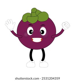 Cute Mangosteen Fruit Character Illustration mascot or icon cartoon style for advertising product. Eps 10