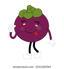 Cute Mangosteen Fruit Character Illustration mascot or icon cartoon style for advertising product. Eps 10