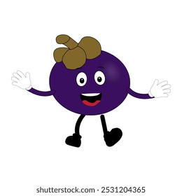 Cute Mangosteen Fruit Character Illustration mascot or icon cartoon style for advertising product. Eps 10