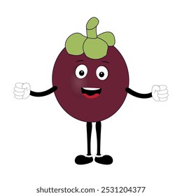 Cute Mangosteen Fruit Character Illustration mascot or icon cartoon style for advertising product. Eps 10
