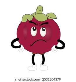 Cute Mangosteen Fruit Character Illustration mascot or icon cartoon style for advertising product. Eps 10
