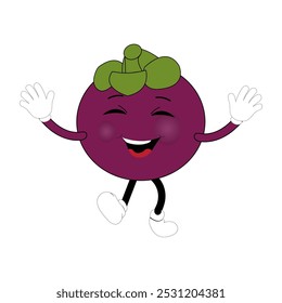 Cute Mangosteen Fruit Character Illustration mascot or icon cartoon style for advertising product. Eps 10