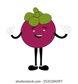 Cute Mangosteen Fruit Character Illustration mascot or icon cartoon style for advertising product. Eps 10