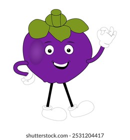 Cute Mangosteen Fruit Character Illustration mascot or icon cartoon style for advertising product. Eps 10