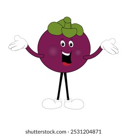 Cute Mangosteen Fruit Character Illustration mascot or icon cartoon style for advertising product. Eps 10
