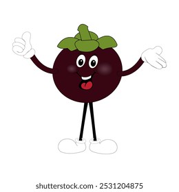 Cute Mangosteen Fruit Character Illustration mascot or icon cartoon style for advertising product. Eps 10