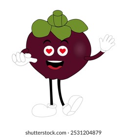Cute Mangosteen Fruit Character Illustration mascot or icon cartoon style for advertising product. Eps 10