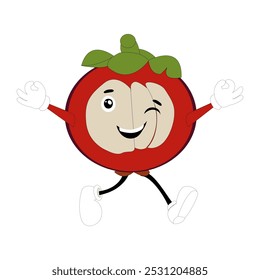 Cute Mangosteen Fruit Character Illustration mascot or icon cartoon style for advertising product. Eps 10