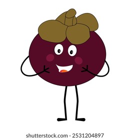 Cute Mangosteen Fruit Character Illustration mascot or icon cartoon style for advertising product. Eps 10