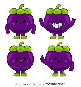 Cute Mangosteen Fruit Character Mascot Illustration