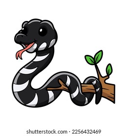 Cute mangrove snake cartoon (boiga dendrophila)
