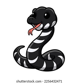 Cute mangrove snake cartoon (boiga dendrophila)