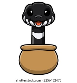 Cute mangrove snake cartoon inside the bag