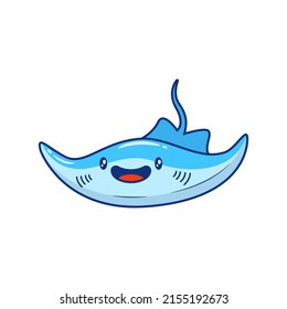 Icono de la ilustración de un vector sonriente Cute Manta Ray