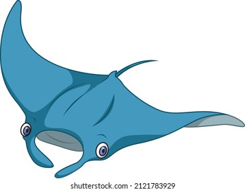 Cute Manta Rays Swimming Cartoon 
