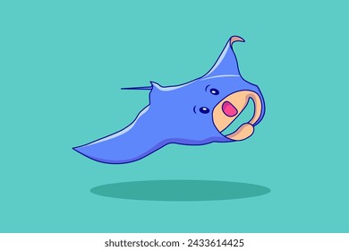 Cute Manta Stingray Cartoon Illustration