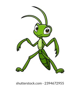 Cute mantis cartoon on white background