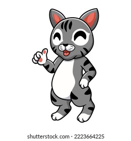 Cute Manx Cat Cartoon Giving Thumbs Up