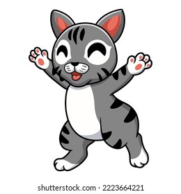 Cute manx cat cartoon raising hands