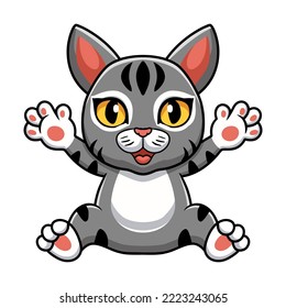 Cute Manx Cat Cartoon Sitting