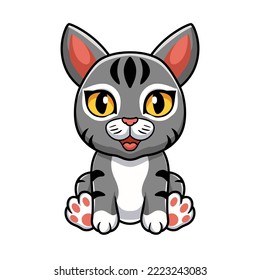 Cute Manx Cat Cartoon Sitting