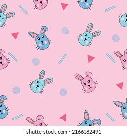 cute many colorful animal head animal seamless pattern object wallpaper with design light pink background.