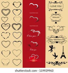 Cute and many elements you can use on Valentine's day