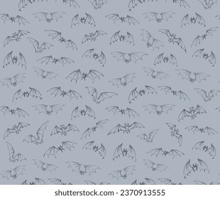 Cute many fast nocturne cave bloodsuck mouse bird eye claw isolated light white midnight sky. Line dark ink pen hand drawn logo emblem sign icon art retro doodle engrave contour print style paper set