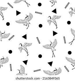 cute many stork animal seamless pattern wallpaper with design white background.