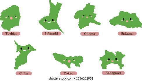 Cute map of Kanto region