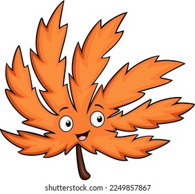 Cute maple leaf cartoon character