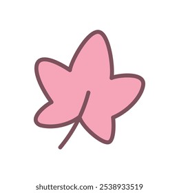 Cute maple leaf icon. Hand drawn illustration of a red autumn leaf isolated on a white background. Vector 10 EPS.