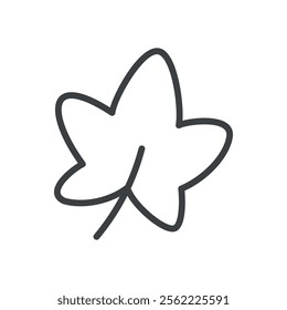 Cute maple leaf icon. Hand drawn monochrome illustration isolated on a white background. Vector 10 EPS.