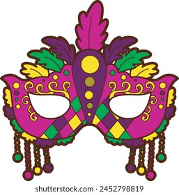 Cute Mardi Gras vector icon. Colorful of Mardi Gras carnival celebration in French.