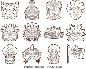 Cute Mardi Gras vector icon. Colorful of Mardi Gras carnival celebration in French.