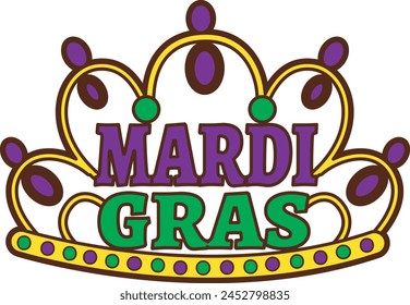 Cute Mardi Gras vector icon. Colorful of Mardi Gras carnival celebration in French.