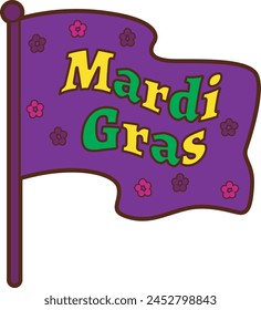 Cute Mardi Gras vector icon. Colorful of Mardi Gras carnival celebration in French.