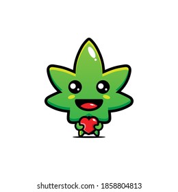 cute marijuana is hugging a heart