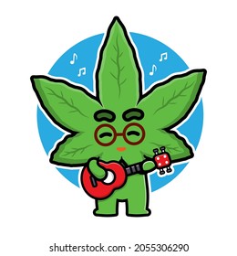 Marihuana cutánea tocando un caracter de guitarra ilustración vectorial