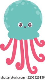 Cute Marine Animals Vector Illustration