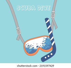 cute Marine life, cute scuba diving glass, underwater view