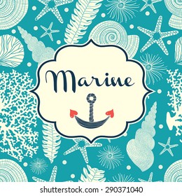 Cute marine postcard. Vector.