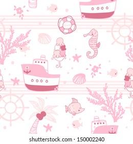 cute marine seamless pattern